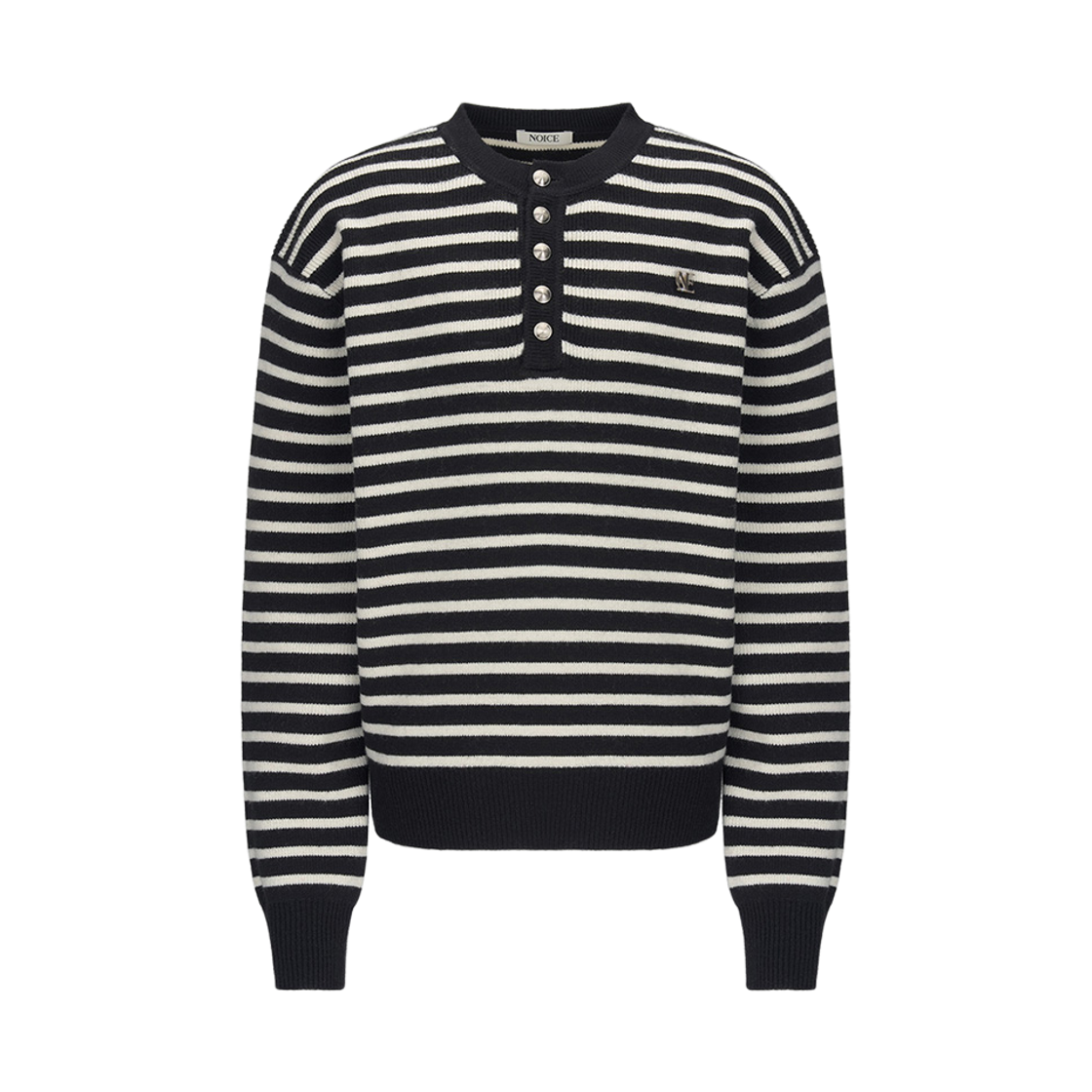 노이스 울 헨리넥 스웨터 스트라이프