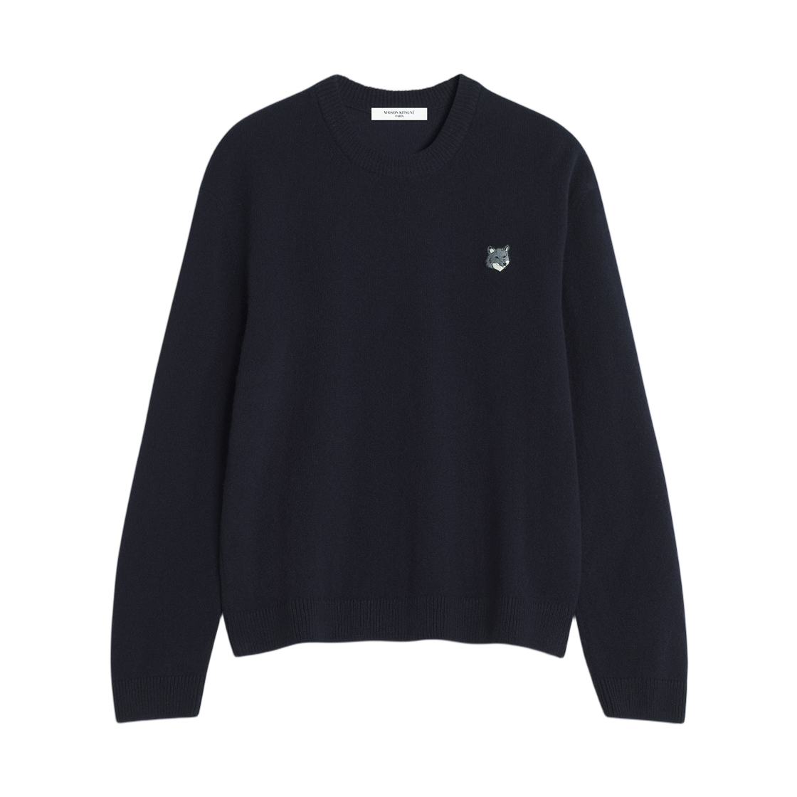 PM00803KT1006-0413 Maison Kitsune Fox Head Lambswool Comfort Jumper Classic Navy