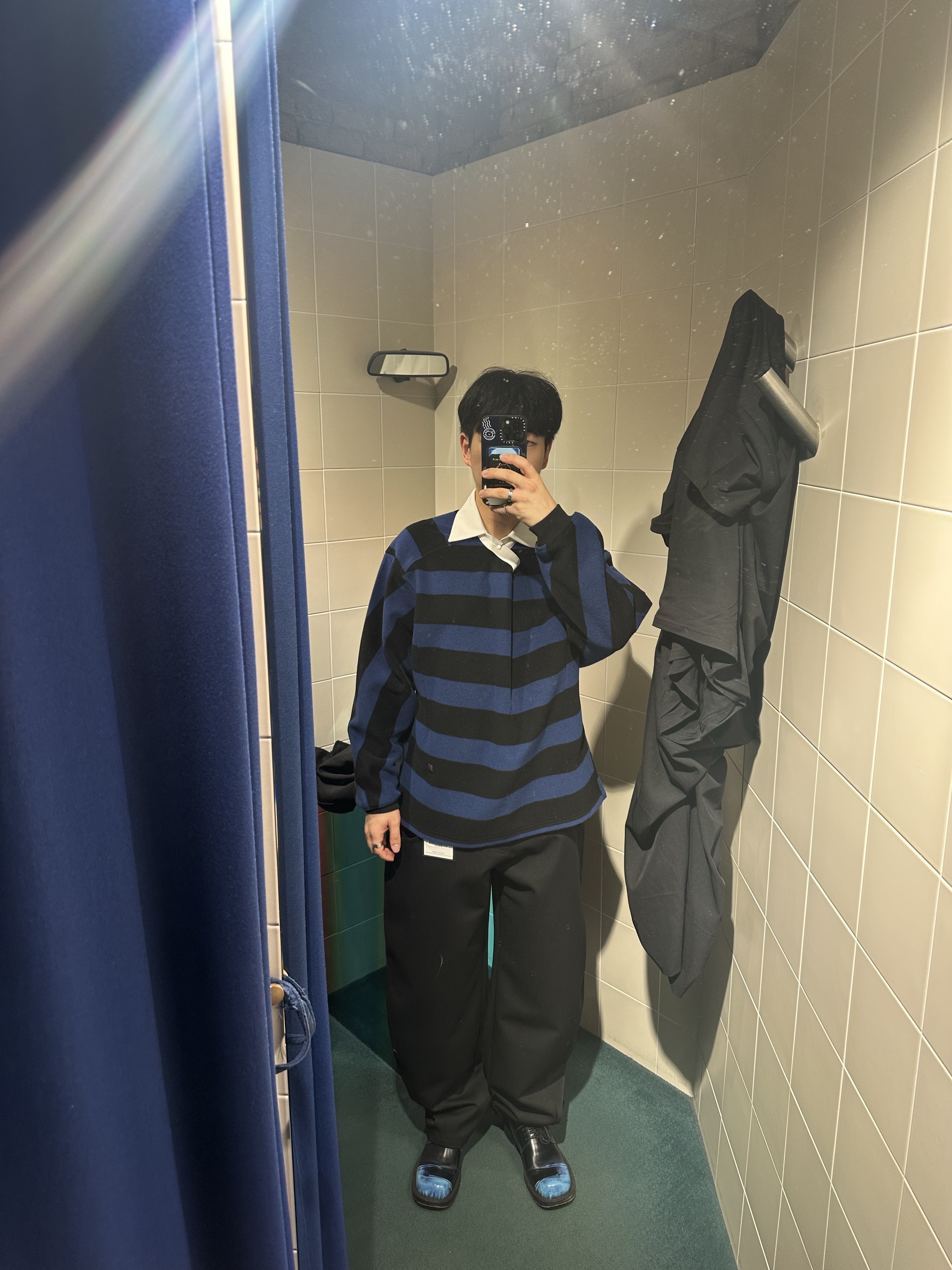 Ader Error Polo LS T-shirt Product. 37 Blue 착용 스타일
