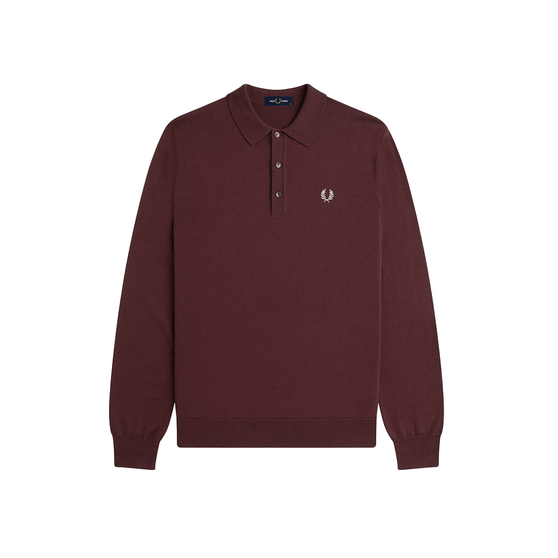 AFPM2534535-597 Fred Perry Long Sleeve Classic Knitted Shirt Oxblood