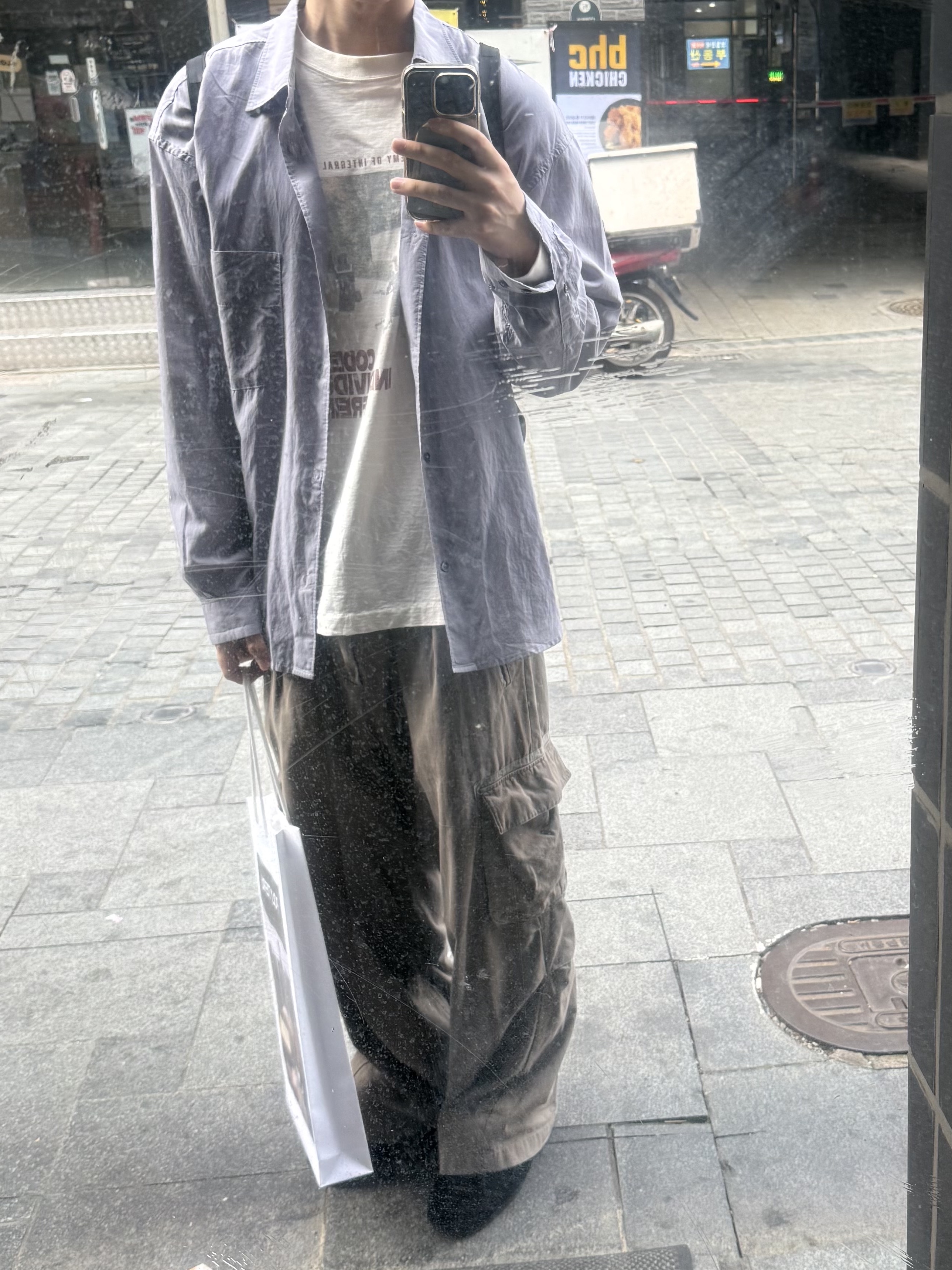 Polyteru Belted Cargo Pants 1.2v Olive Gray, [프리오더] Polyteru Wallabee Shoes Woven Black 착용 스타일 - 1
