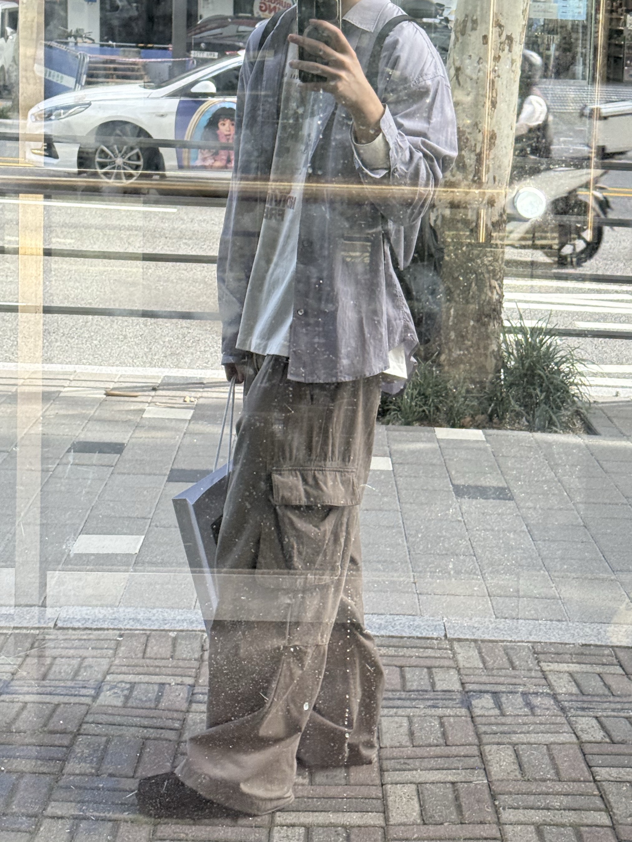 Polyteru Belted Cargo Pants 1.2v Olive Gray, [프리오더] Polyteru Wallabee Shoes Woven Black 착용 스타일 - 2