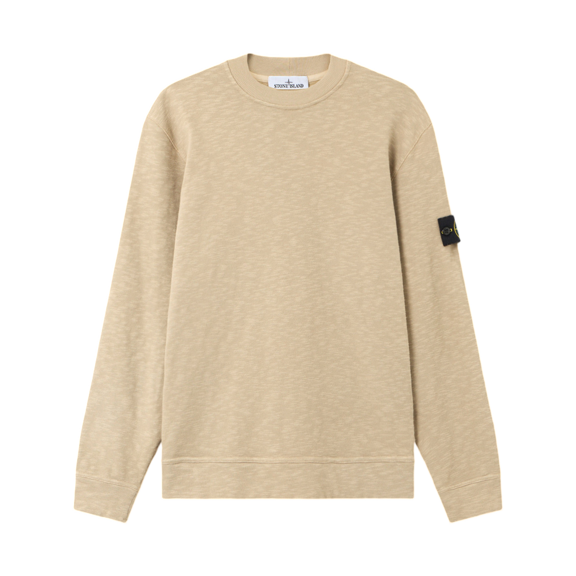 K2S1561000-53S0238-V009A Stone Island 6100053 Vanise Brushed Heavy Cotton Jersey Regular Fit Crewneck Sweatshirt with Side Inlays Desert - 25FW