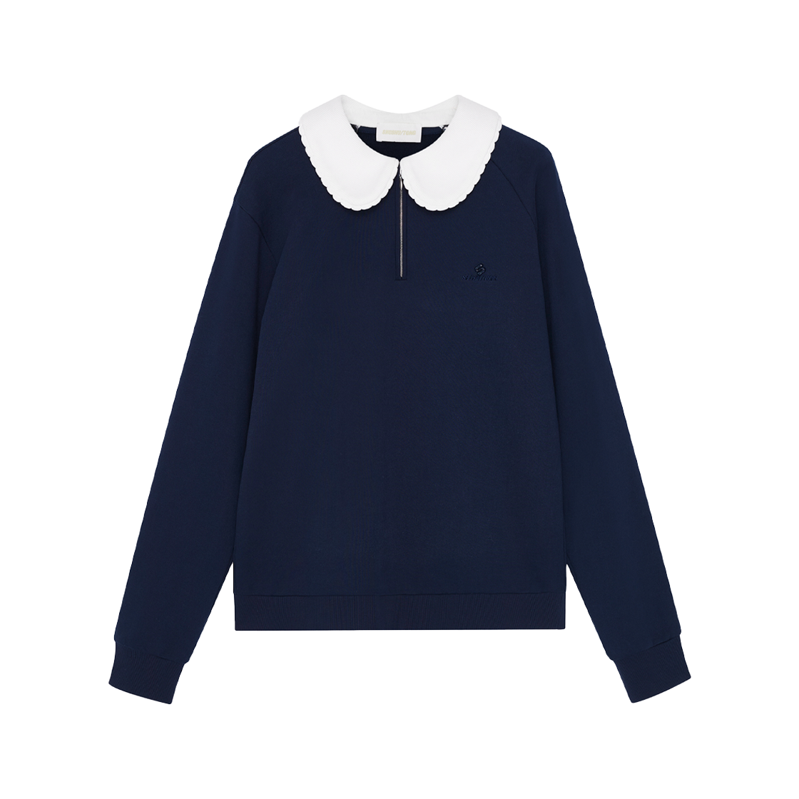 슈슈통 우먼 돌 카라 오버사이즈 스웨트셔츠 네이비 블루 - 25FW(Shushu/Tong Women Doll Collar Oversized Sweatshirt Navy Blue - 25FW)