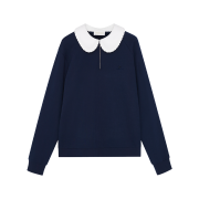 Shushu/Tong Women Doll Collar Oversized Sweatshirt Navy Blue - 25FW