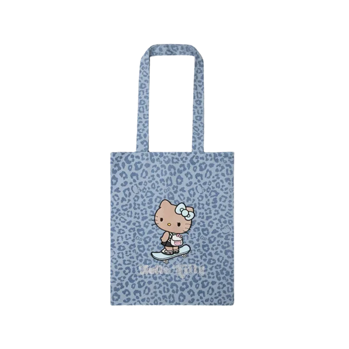 - Sanrio Hello Kitty x TBH Cotton Rhinestone Tote Bag Denim Leopard Print
