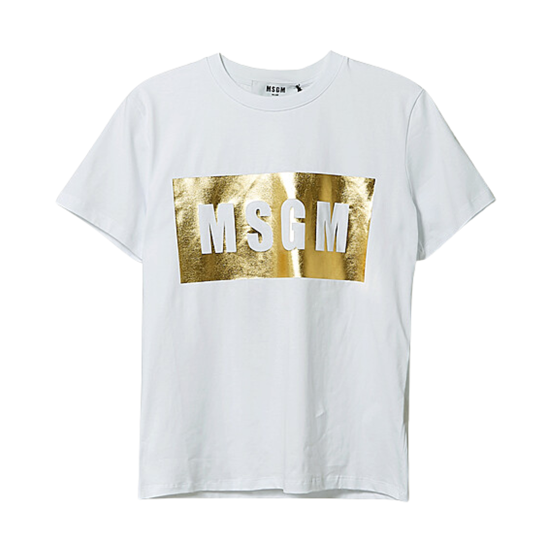 2841MDM95-207298-01A (W) MSGM Logo Short Sleeve T-Shirt White Gold