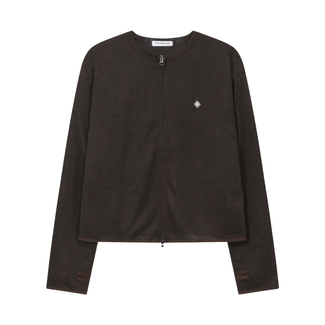 슬로우 레코드 하우스 라운드 집업 가디건 브라운(SLOW RECORD HOUSE Round Zip-Up Cardigan Brown)