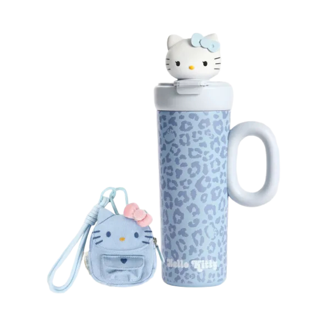 - Sanrio Hello Kitty x TBH Sun Kissed Black Leather Color-Changing Thermos Cup 700ml Denim Leopard Print with Mini Storage Bag and Pendant
