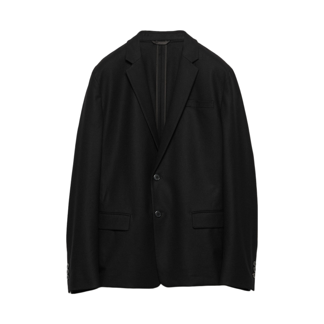 프라다 싱글 브레스티드 울 블렌드 자켓 블랙(Prada Single-Breasted Wool Blend Jacket Black) - 1