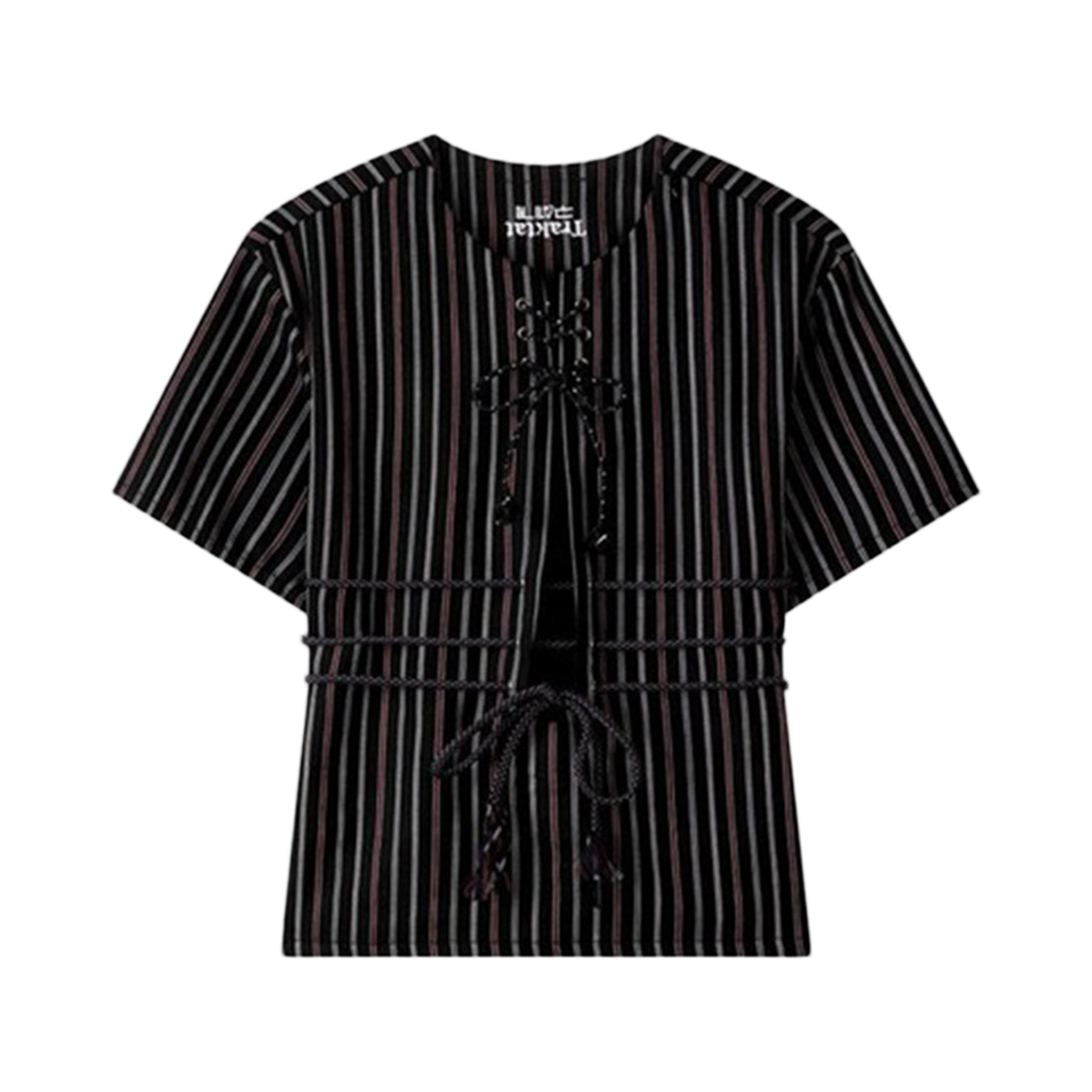 트락타트 바운더리 레이스업 스트라이프 셔츠 블랙(Traktat Boundary Lace-up Stripe Shirt Black)