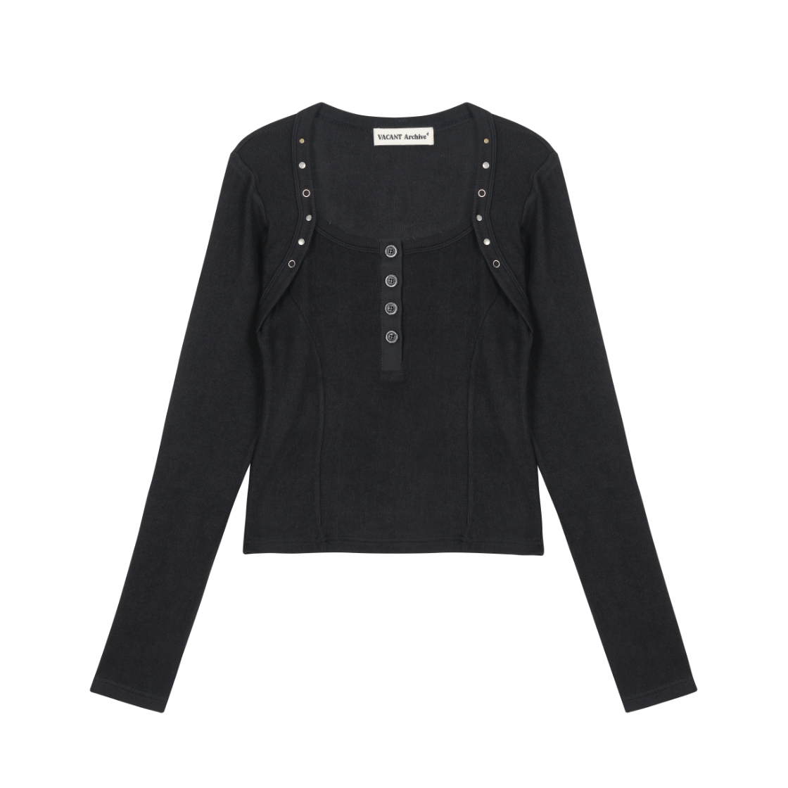 VWK53JPO004BKQQ Vacant Archive Jane Stud Bolero Knit Top Black