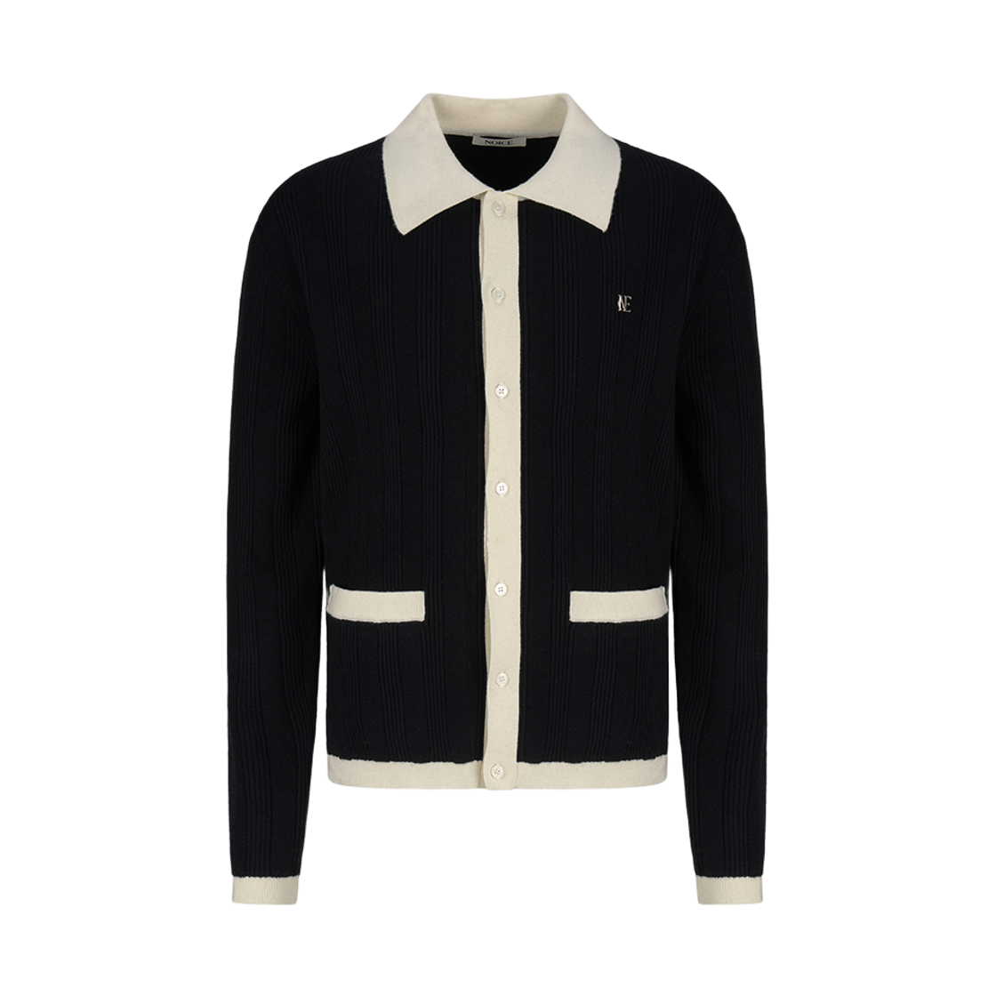 NUA5FKO14BK Noice Block Merino-Blend Knit Cardigan Black