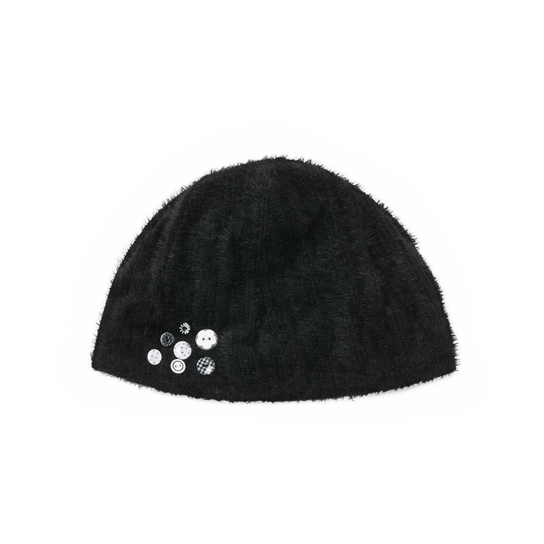 BH25FW-WBLK8F BAUF Button Fluffy Beanie Black