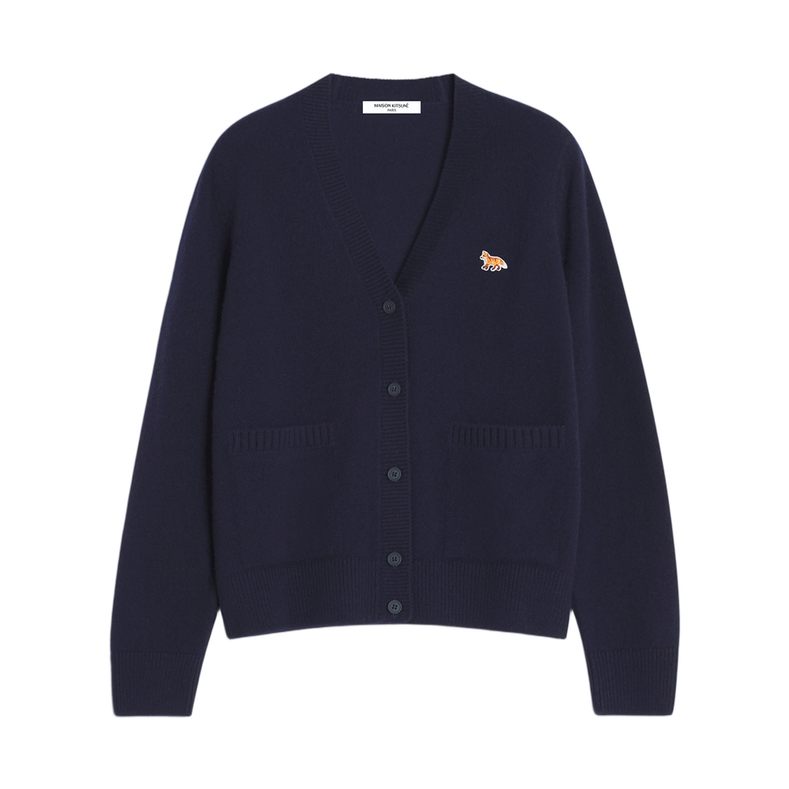 PW00501KT1006-0413 (W) Maison Kitsune Baby Fox Lambswool Boxy Cardigan Classic Navy