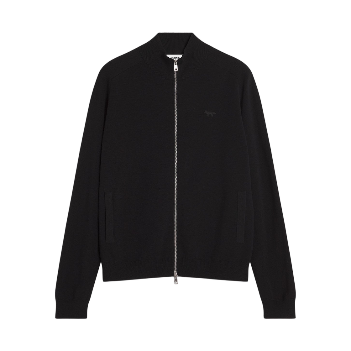 PM02113KT1168-P199 Maison Kitsune Technical Merino Wool Knitted Jacket Black