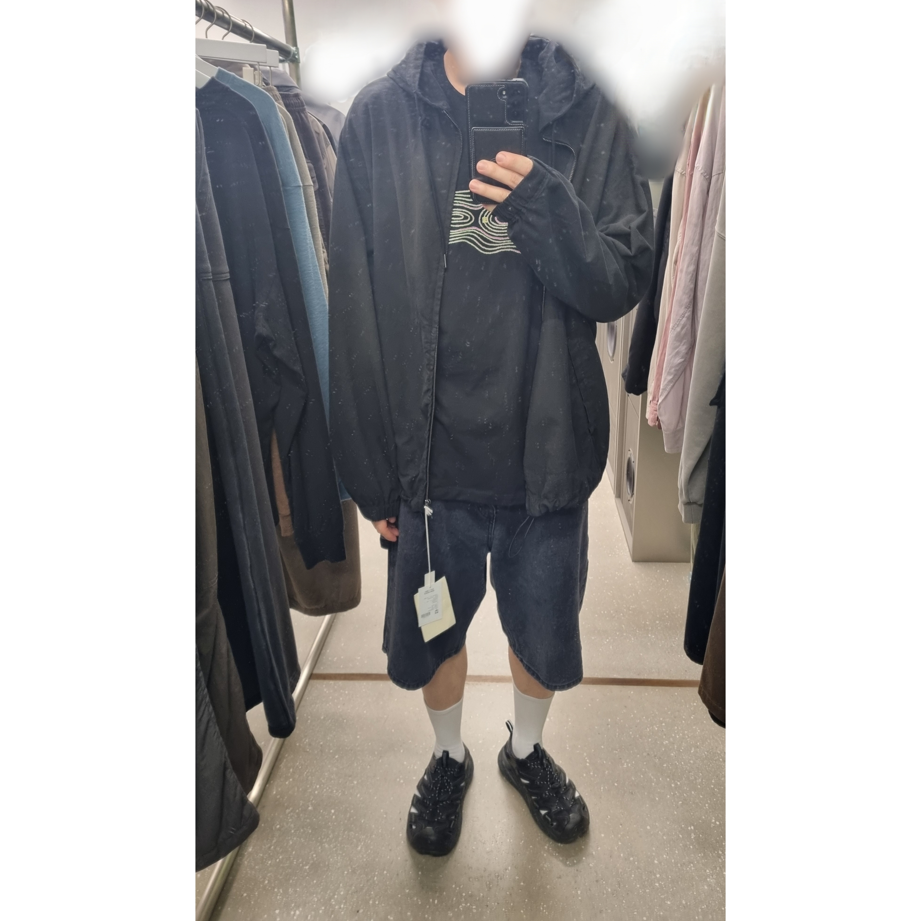 Hoka Hopara Black Castle Rock, Polyteru Zip Hoodie Parka Used Black 착용 스타일 - 1