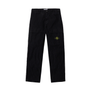 Stone Island 3100025 Wrinkled Corduroy 500-TC Loose Fit Cargo Trousers with Adjustable Waist Straps Black - 25FW