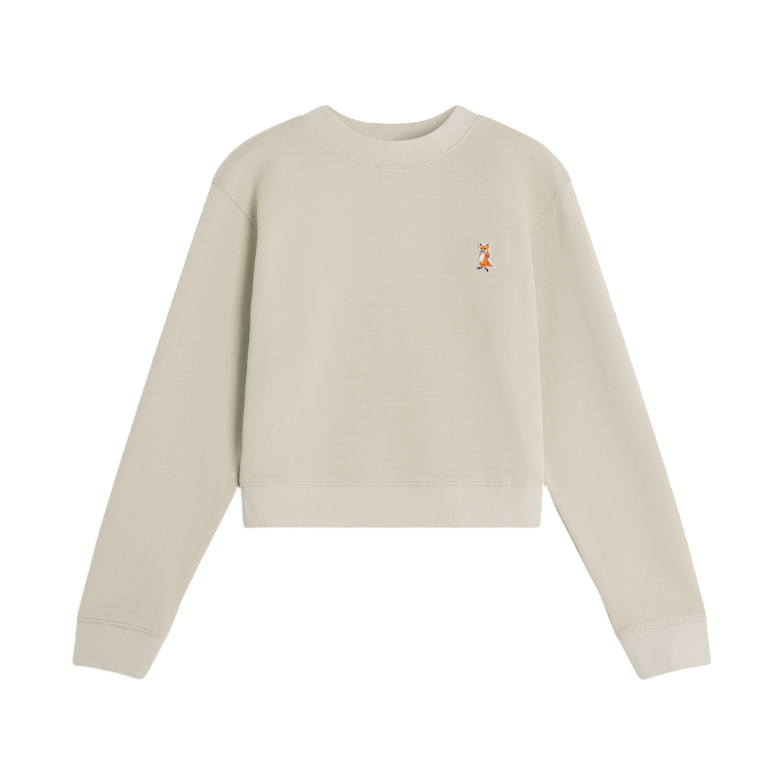 PW00318KM0341-0303 (W) Maison Kitsune Lady Fox Cropped Sweatshirt Feather Beige