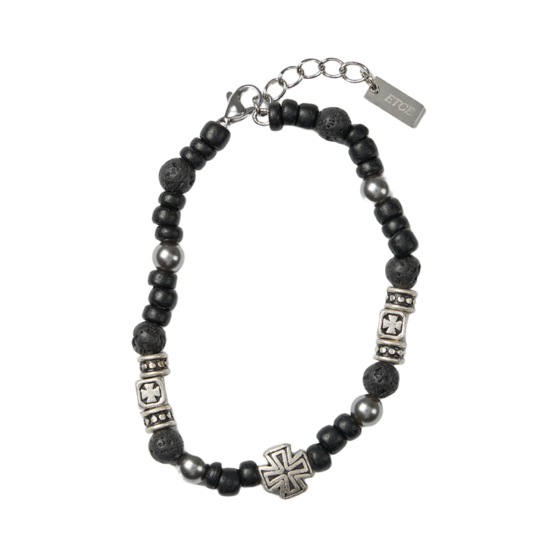 이티씨이 크로스 비즈 브레이슬릿 블랙(ETCE Cross Beads Bracelet Black)