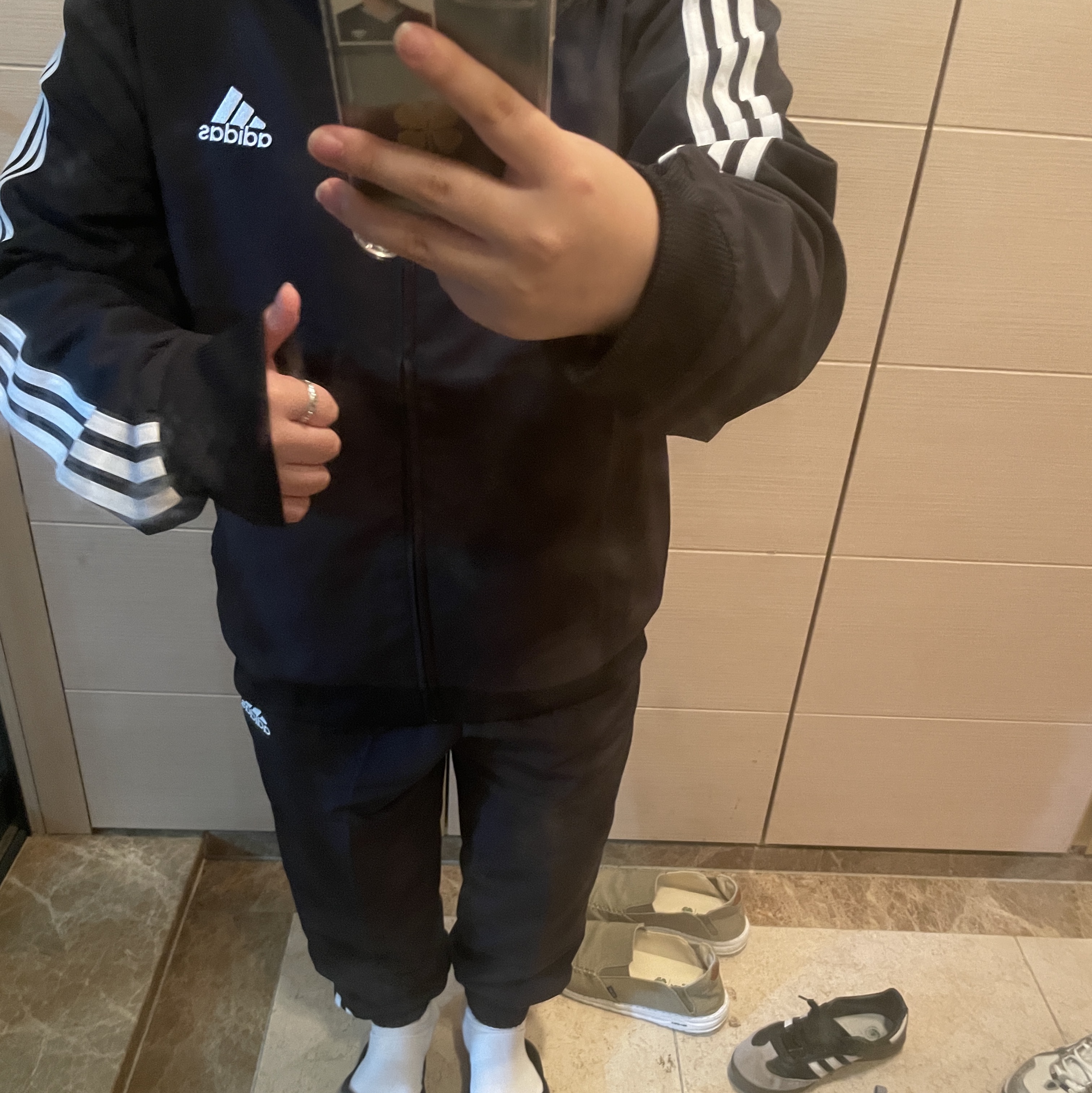 Adidas 3-Stripes Woven Track Suit Black - KR Sizing 착용 스타일