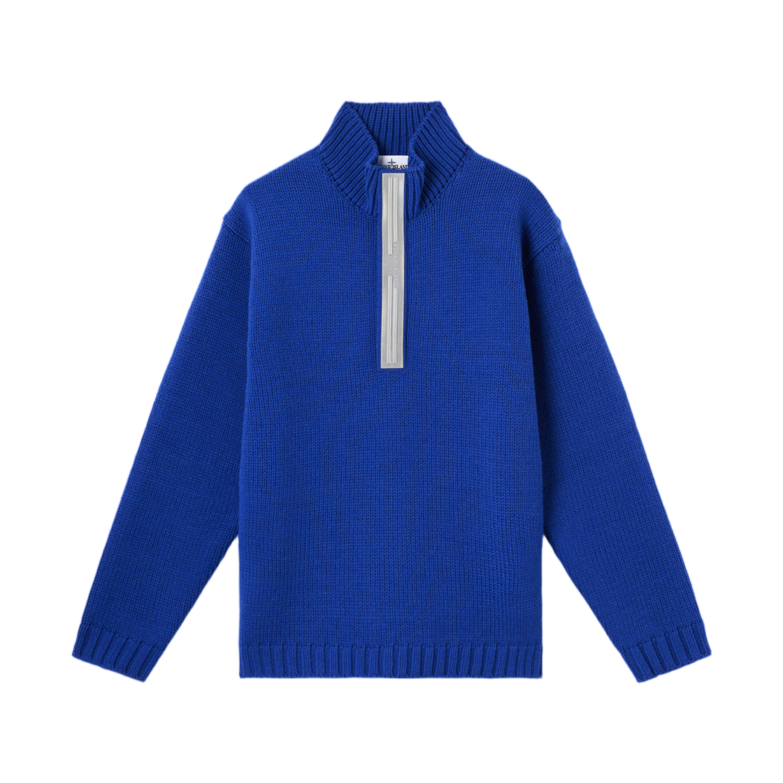스톤 아일랜드 5100028 퓨어 울 스톤 아일랜드 마리나 하프집 점퍼 리플렉티브 디테일 브라이트 블루 - 25FW(Stone Island 5100028 Pure Wool Stone Island Marina Half-Zip Jumper with Reflective Details Bright Blue - 25FW) - 1