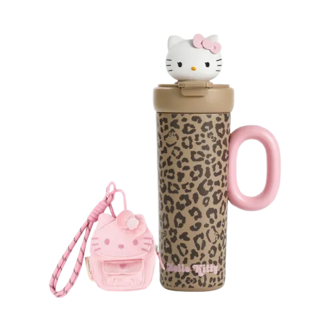 - Sanrio Hello Kitty x TBH Sun Kissed Black Leather Color-Changing Thermos Cup 700ml Classic Leopard Print with Mini Storage Bag and Pendant