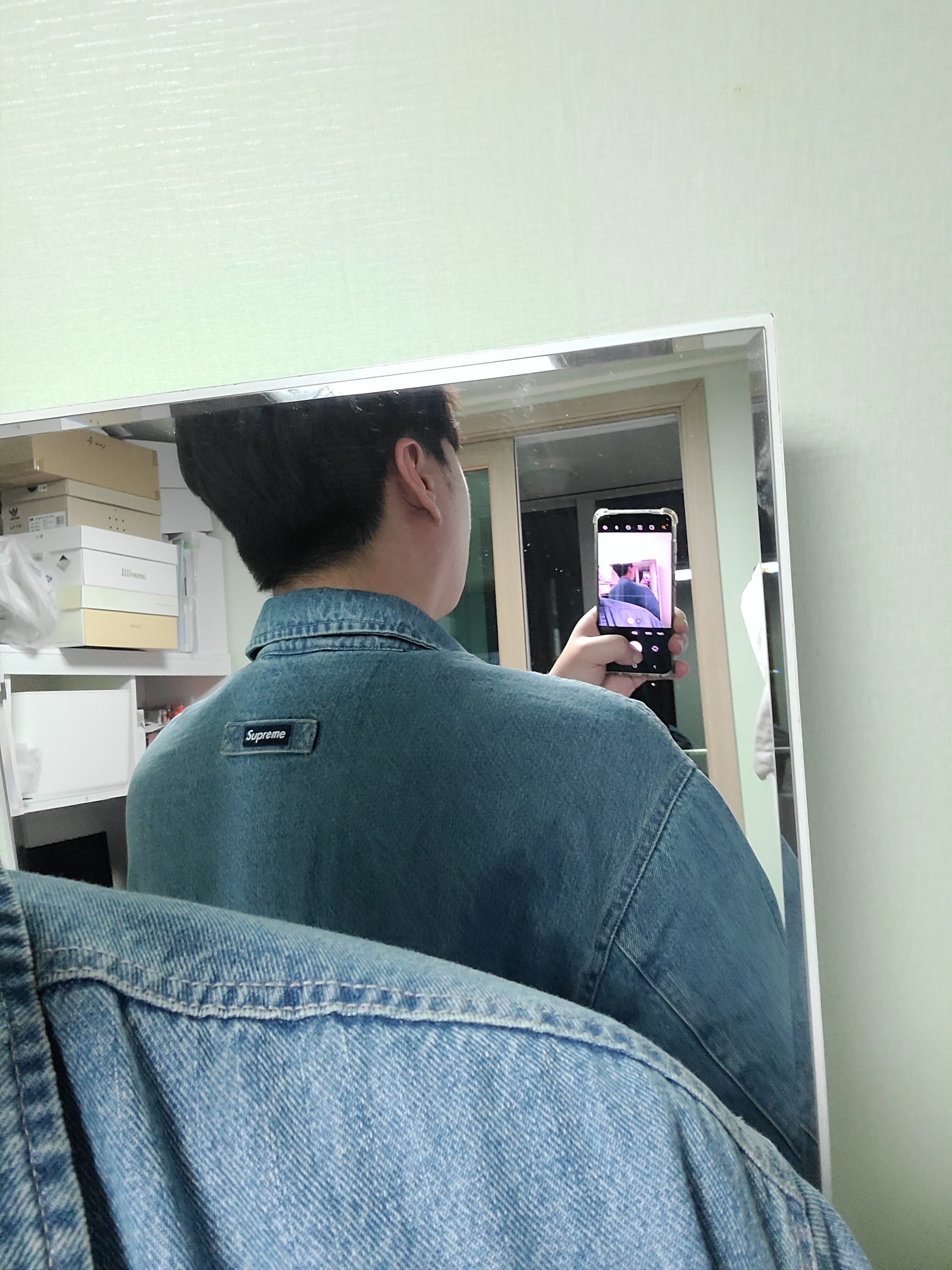 Supreme Hooded Utility Jacket Denim - 25FW 착용 스타일 - 6