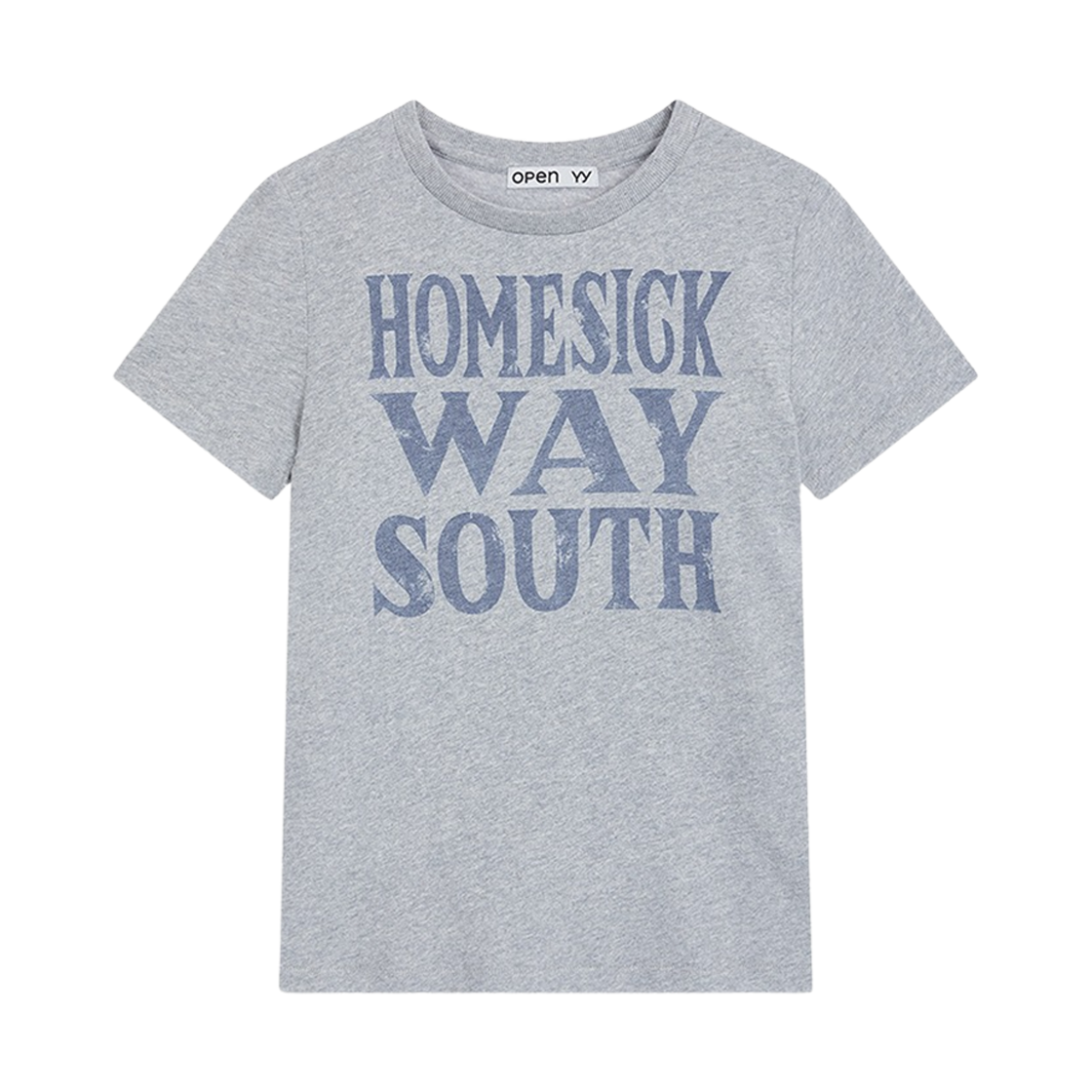 (W) 오픈 Yy 홈식 티셔츠 그레이((W) Open Yy Homesick T-Shirt Grey)