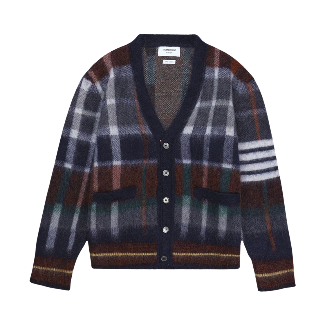 톰브라운 깅엄 헥터 타탄 체크 브이넥 가디건 시즈널 멀티(Thom Browne Gingham Hector Tartan Check V-Neck Cardigan Seasonal Multi) - 1