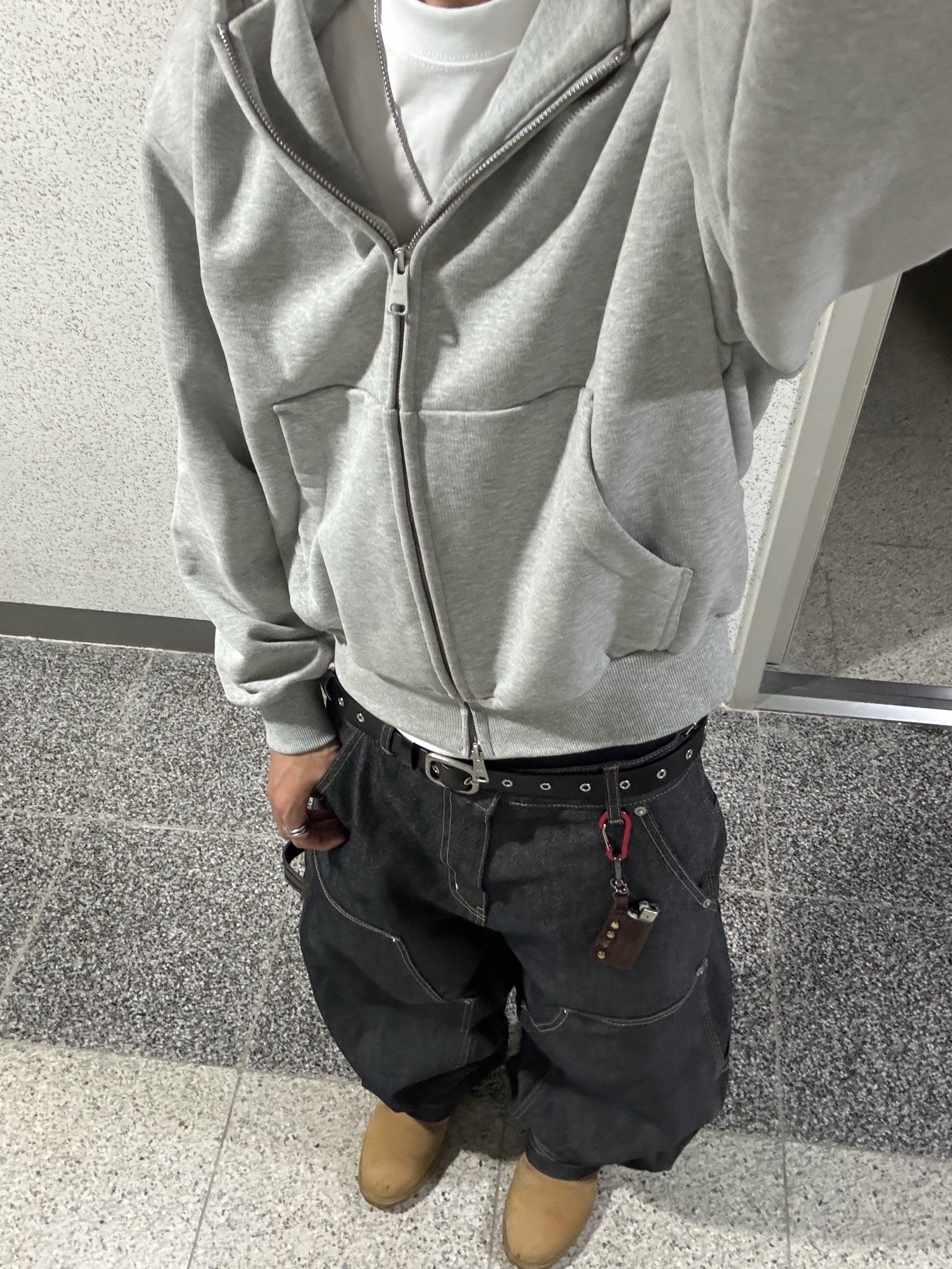GRAILZ x KOIN SEOUL Carpenter Raw Denim Pants Indigo, Timberland Premium 6 inch Waterproof Boot Wheat Nubuck - Wide 착용 스타일 - 1
