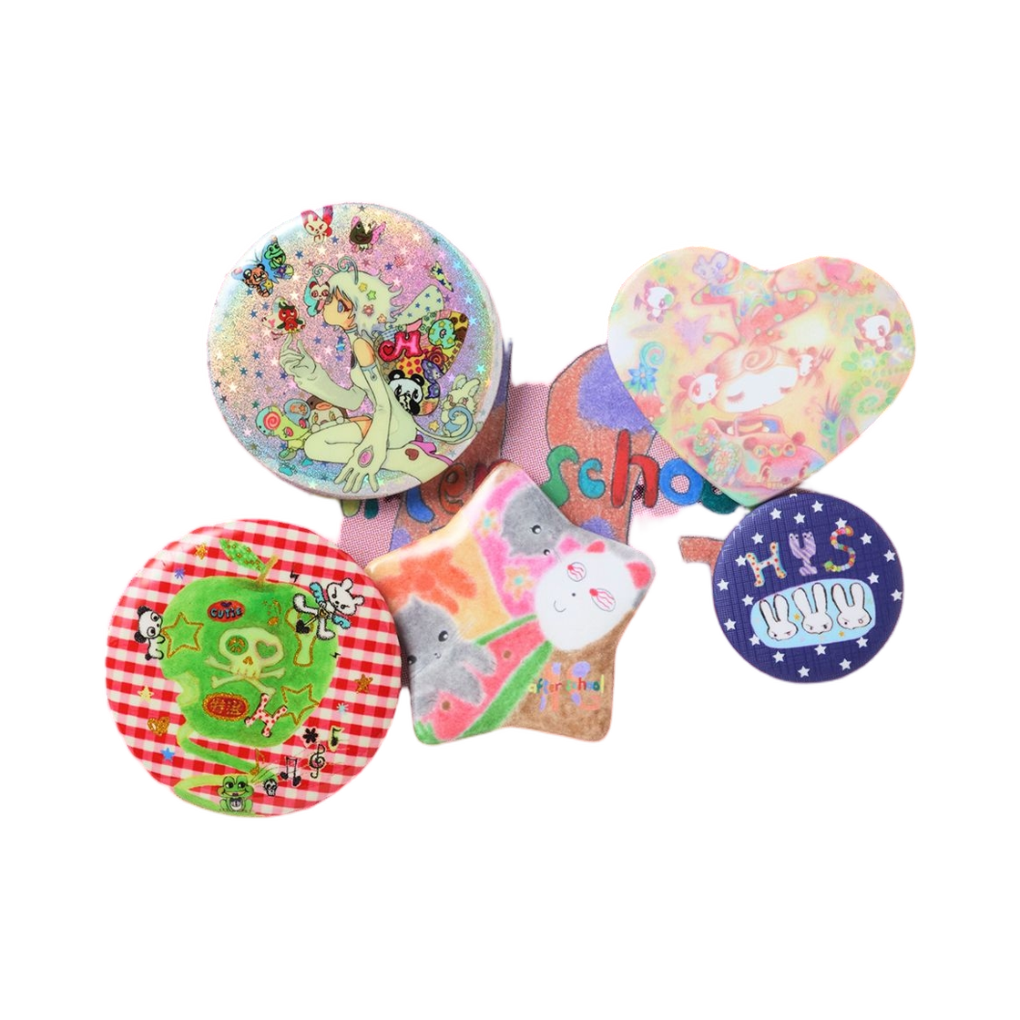 히스테릭 글래머 x 민키 치엔 배지 멀티 (5개 세트)(Hysteric Glamour x Minky Qian Badge Multi (Set of 5)) - 1