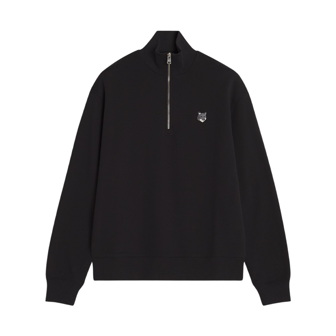 메종 키츠네 폭스 헤드 컴포트 하프 집 스웨트셔츠 블랙(Maison Kitsune Fox Head Comfort Half Zip Sweatshirt Black) - 1