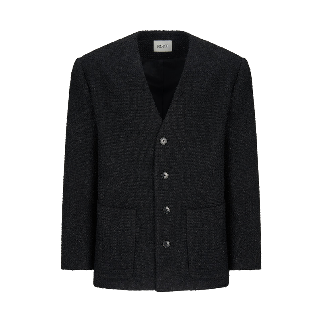 노이스 칼라리스 울 블렌드 트위드 재킷 블랙