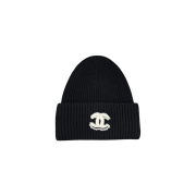 Chanel Cashmere Beanie Black Ecru