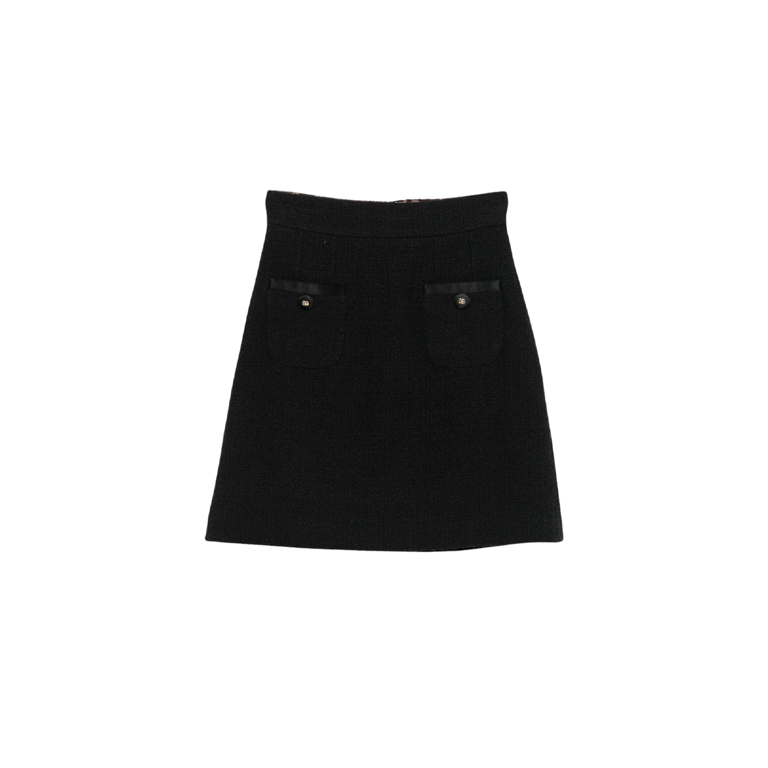 F4C0VTGDDBZN0000 (W) Dolce & Gabbana Tweed Patch Pocket Skirt Black
