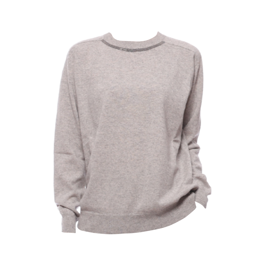 M12167900-C8920 (W) Brunello Cucinelli Long Sleeves Crewneck Sweater Light Grey