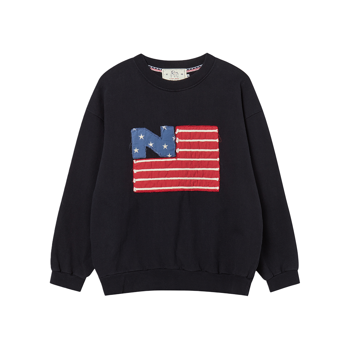NV25FACR03NV N ARCHIVE Old Glory Hand Made Patch Detail Sweat Shirt Navy