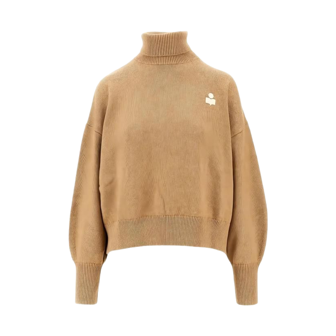 PU0663FA-C1L17E-50CM (W) Isabel Marant Nasha Wool and Cotton Stand-Up Collar Sweater Camel - 25FW