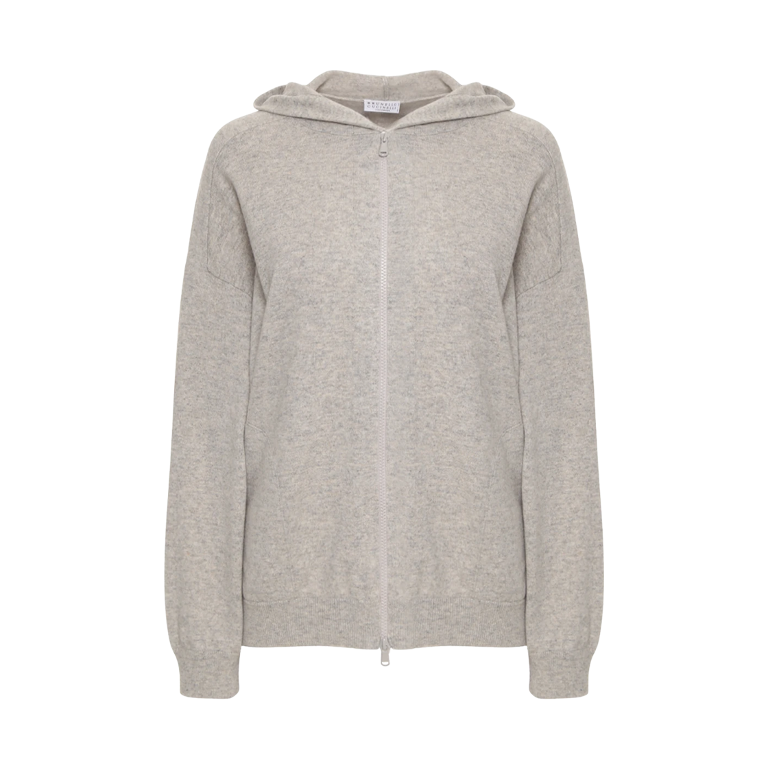 M12136906-C8920 (W) Brunello Cucinelli Cashmere Hooded Zip-Up Grey