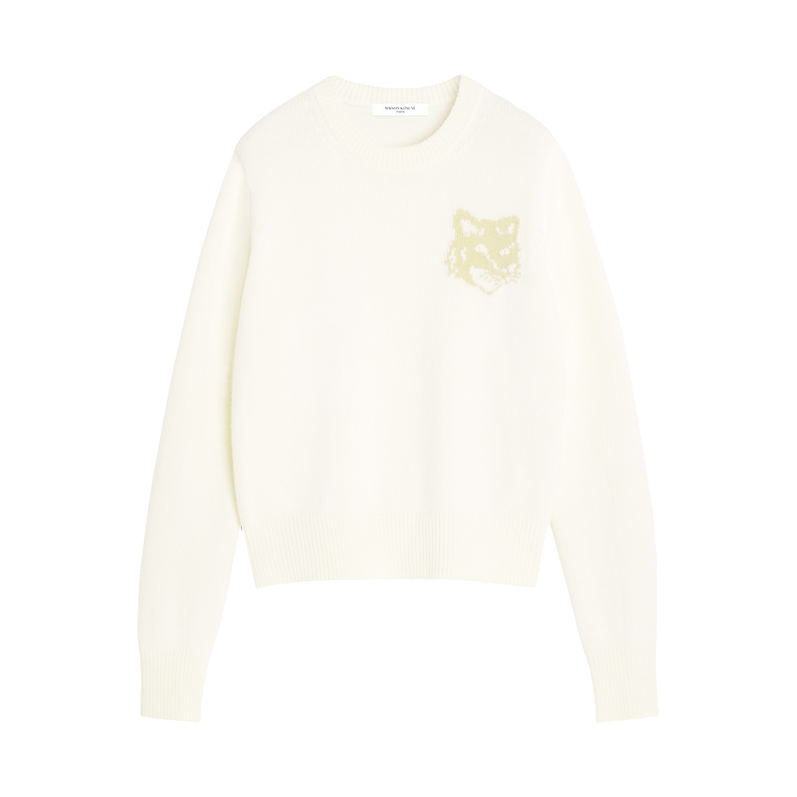 NW00808KM0329-0395 (W) Maison Kitsune Fox Head Intarsia Merino Jumper Ecru Tan Beige