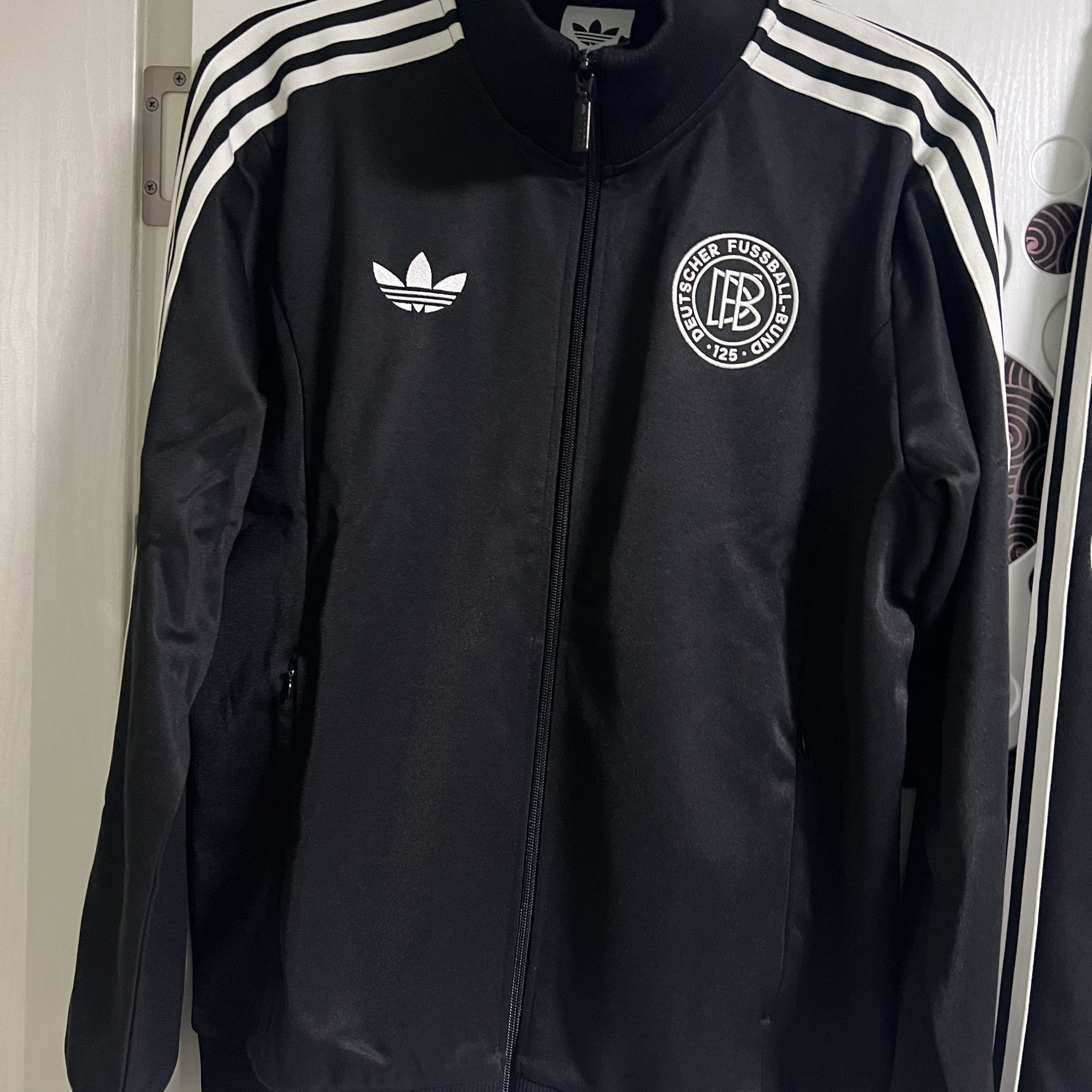 Adidas Germany 125th Anniversary Track Top Black - KR Sizing, Adidas Germany 125th Anniversary Track Pants Black - KR Sizing 착용 스타일 - 2