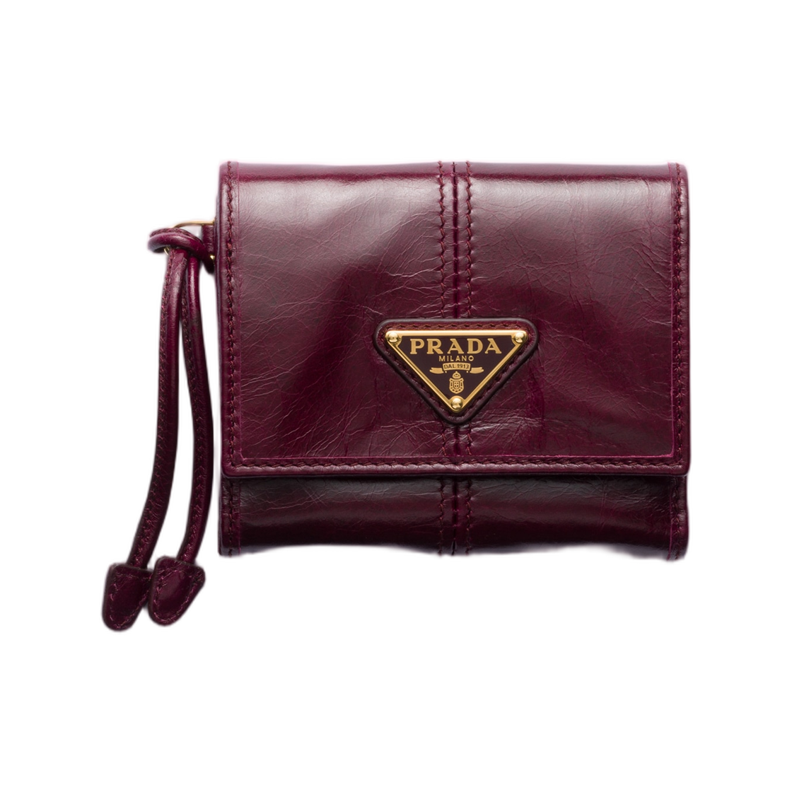 1MH043-2CYR-F0007 Prada Small Leather Wallet Burgundy
