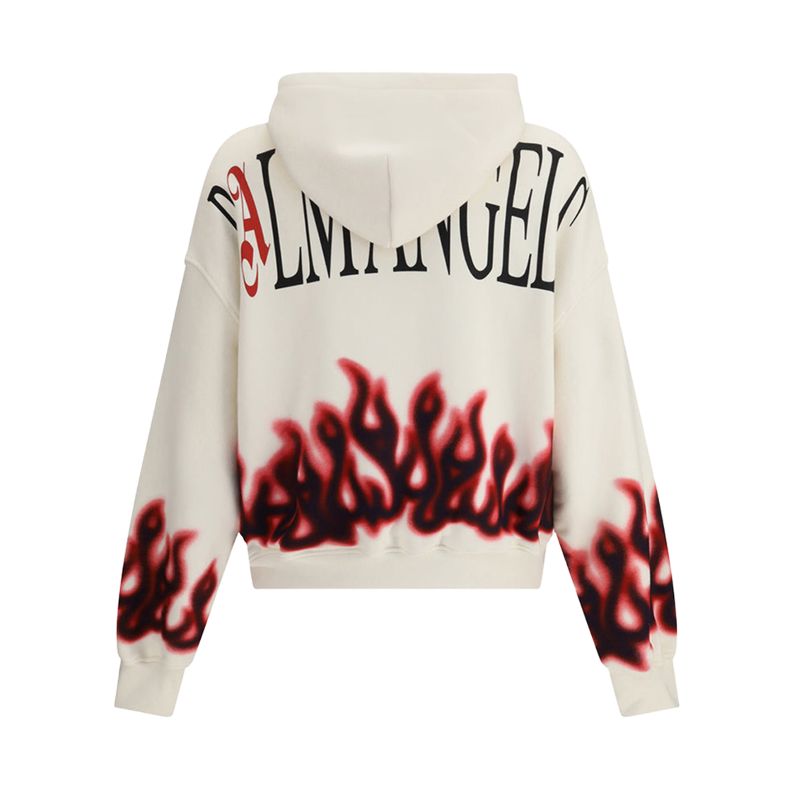 팜 엔젤스 그래픽 플레임 프린트 코튼 후드 오프 화이트 멀티컬러(Palm Angels Graphic Flame Print Cotton Hoodie Off White Multicolor)