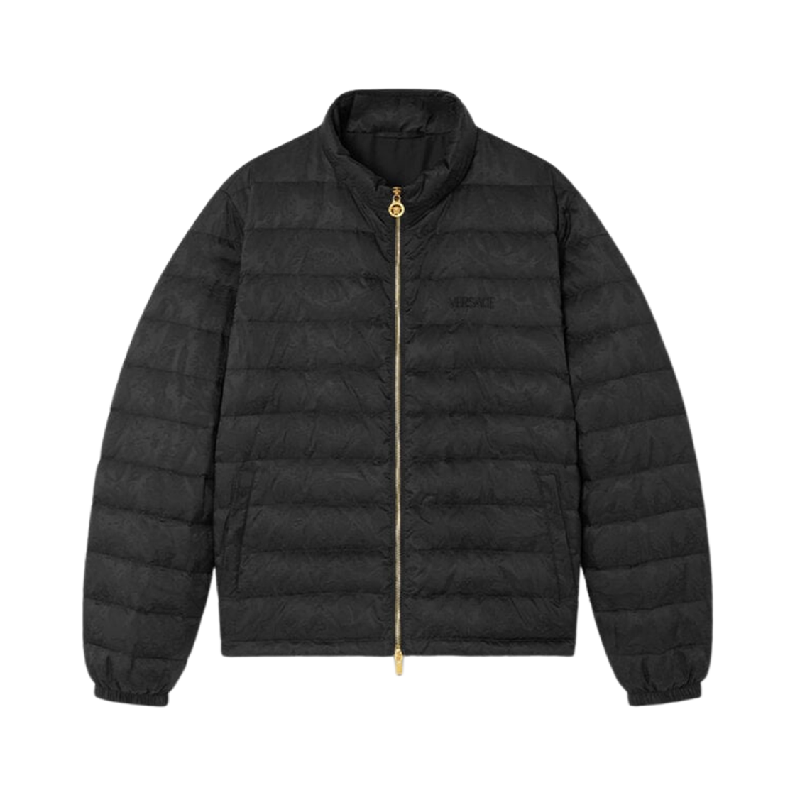 1020758-1A09785-1B000 Versace Barocco Jacquard Down Jacket Black