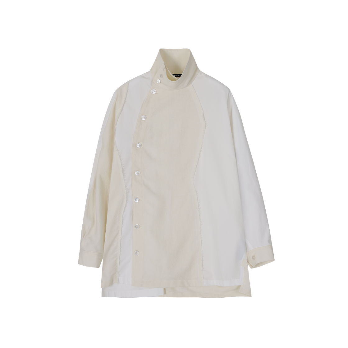 SH5SH704WH SONGZIO COLLECTION Bias Cut High Neck Wool Shirt White