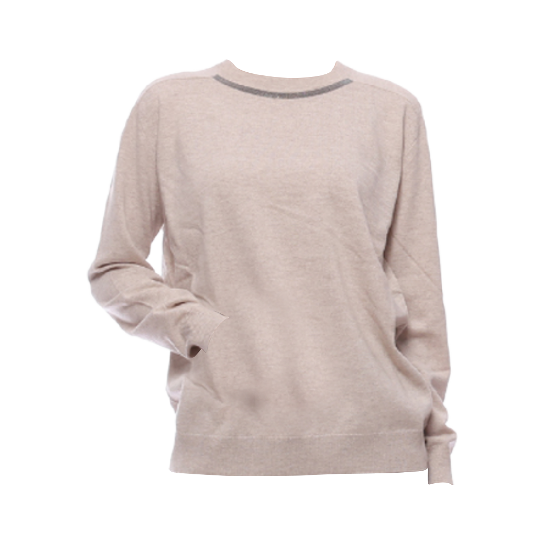 M12167900-C9613 (W) Brunello Cucinelli Long Sleeves Crewneck Sweater Light Beige