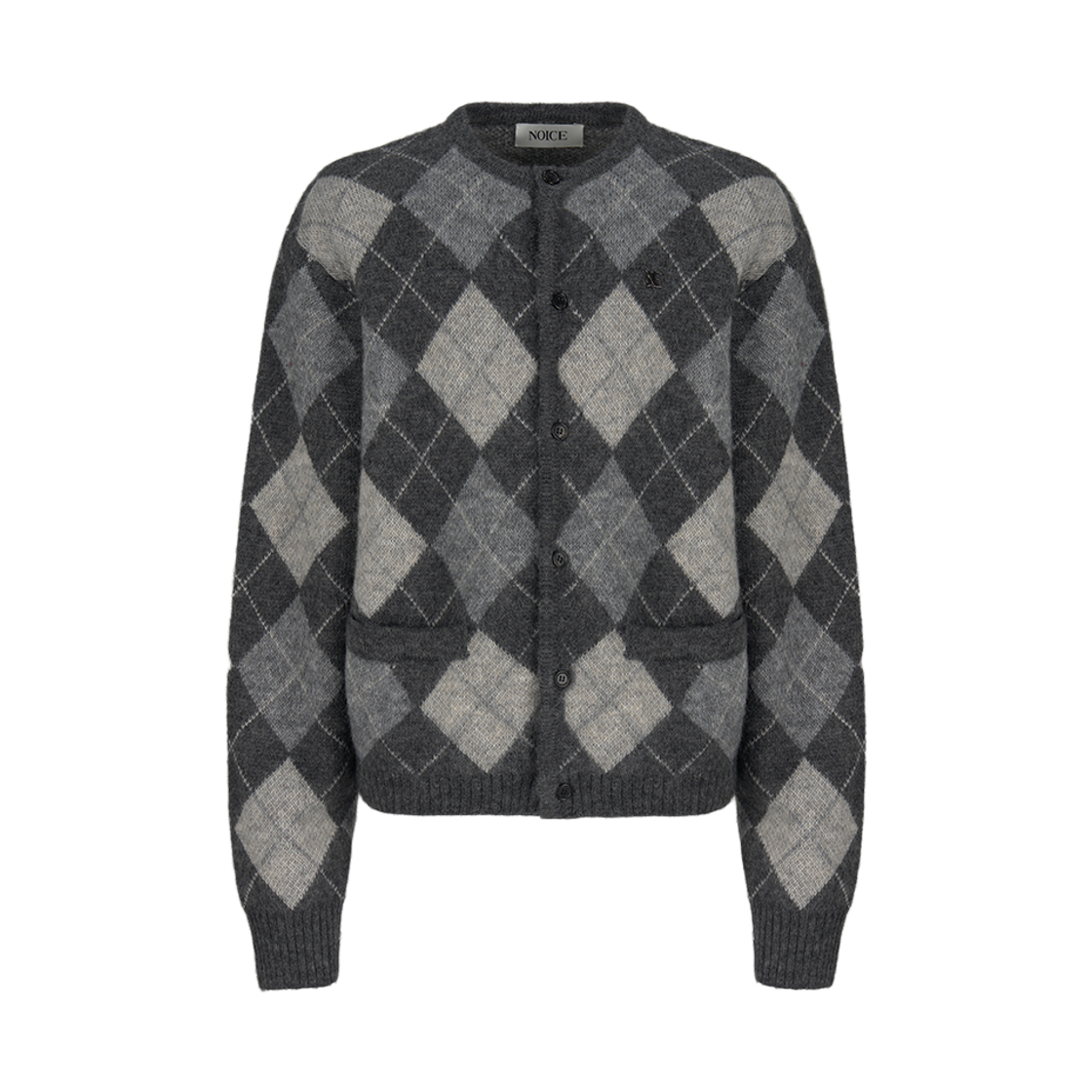 노이스 아가일 모헤어 니트 가디건 그레이