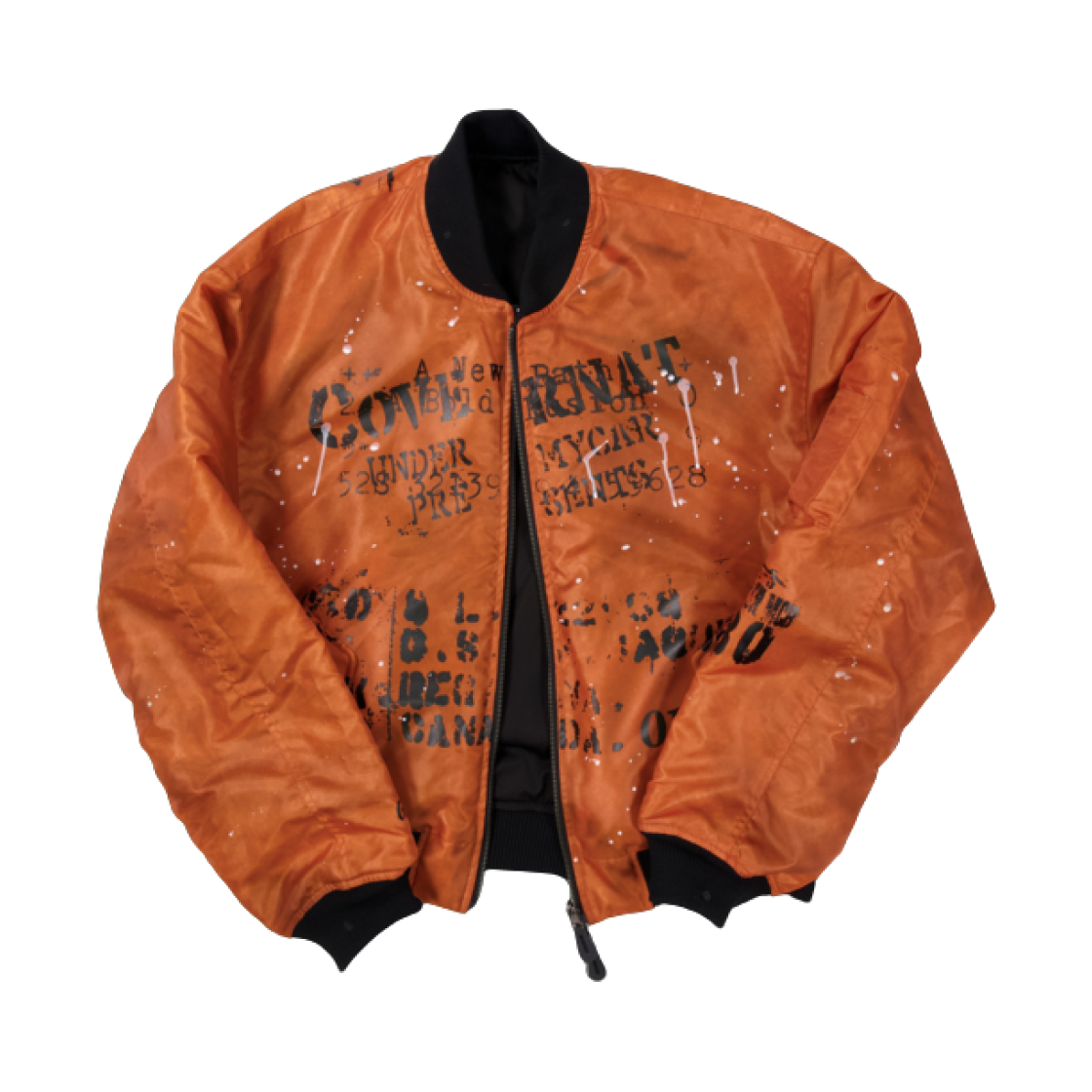 언더마이카 x 커버낫 리버시블 레터 그래픽 MA-1 자켓 오렌지 블랙 - 25FW(Undermycar x Covernat Reversible Letter Graphic Ma-1 Jacket Orange Black - 25FW) - 1