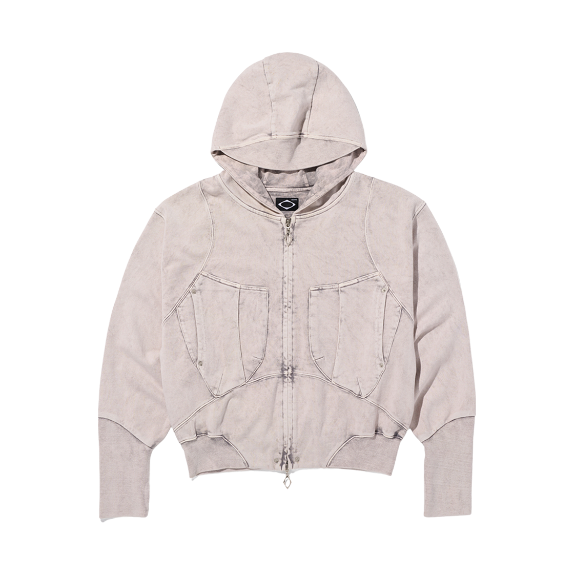 (W) 미스치프 빅 포켓 후드 블리치드 핑크 그레이((W) Mischief Big Pocket Hoodie Bleached Pink Grey)